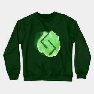 Rune Jera On Emerald Green Watercolor (Runes & Watercolors) Crewneck Sweatshirt